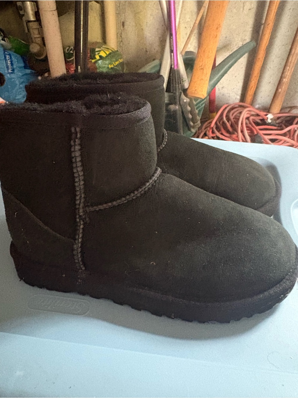 UGG Women's Short Faux-Shearling Black Ankle Booties